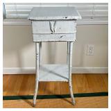 PAINTED WICKER STAND | White painted wicker stand with flip top and open lower shelf. - l. 14 x w. 1