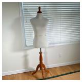 DRESS MANNEQUIN | On a wood tripod stand - l. 15 x w. 9 x h. 57 in 
