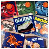 (7PC) VINTAGE PRODUCE POSTERS | Including Snoboy (Sunkist); Have One Brand; Legal Tender; Honeymoon 