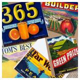 (5PC) VINTAGE FRUIT CRATE LABELS | Includes: Empire Builder Fancy Special Pack, 365 Brand, Green Pri