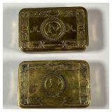 (2PC) BRASS ROYAL CHRISTMAS BOXES | 2 1914 Brass Royal Christmas boxes from Princess Mary. Stamped w