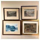 (4PC) MISC. DECORATIVE WALL ART | Including a photo/ painting of a glen; an early landscape color ph