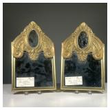 (2PC) PAIR AUSTRIAN MIRRORS | Pair of framed Austrian mirrors with smaller oval mirror in reserved p