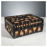 PORCUPINE QUILL BOX | Wooden box lined on the outside with porcupine quills. Having a felt-lined int