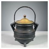 ANTIQUE CAPE COD LIGHTER | Cast Iron with bail handle and brass lid.