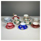 (9PC) FINE CUPS & SAUCERS | Nine pairs of cups and saucers, most fine China with intricate decoratio