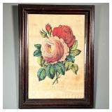 CURRIER & IVES ROSE PRINT | Titled “The Rose, in a wood frame.