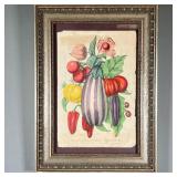 ANTIQUE FRENCH VEGETABLE LITHOGRAPH PRINT | Antique French print depicting eight numbered vegetables