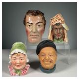 (4PC) ASSORTED CERAMIC HEADS & JARS | Includes: 1 ceramic head with closing metal top, a Bossons fig