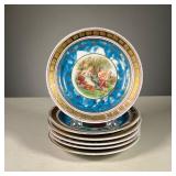 (6PC) ALLEGORICAL AUSTRIAN PLATES | A set of six hand painted plates showing women in various allego