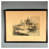 ALBANY E. HOWARTH (1872-1936) | Color etching titled “St. Paul’s from the River” and pencil signed l