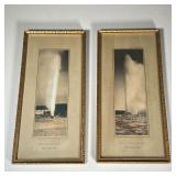 (2PC) ANTIQUE PICTURES OF YELLOWSTONE GEYSERS | Early color photographs, including "Old Faithful Gey
