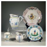 (5PC) FRENCH QUIMPER | Faience pottery, including a pitcher (h. 7.5 in.), two small creamers, and a 