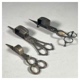 (3PC) ANTIQUE CIGAR CUTTING SCISSORS | 3 antique cigar cutting scissors .