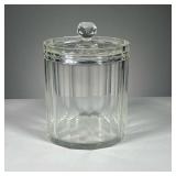 GLASS BISCUIT JAR | Lidded glass biscuit jar. Dimensions: h. 7.5 x dia. 5 in