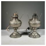 (2PC) PAIR TINY JUNO LAMPS | The Tiny Juno electric lamps, Made in USA, 19th Century electrified oil