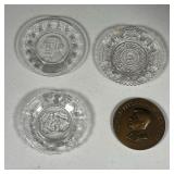 (3PC) SANDWICH GLASS & MEDAL | Including a JFK inauguration medal (dia. 2.75 in.) and three small sa