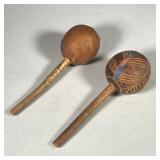 (2PC) CARVED WOODEN MARACAS | Carved & painted wooden maracas from Bermuda, carved from gourd. Dimen