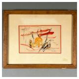 ABSTRACT SCHOOL (20TH CENTURY) | watercolor, pen & ink on paper. Depicting figures and a dog with st