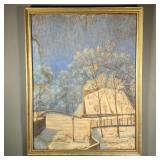 SZALAY (20TH CENTURY) | winter scene pastel on pastel board depicting a snow-covered winter scene wi