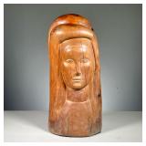 LINTON (20TH CENTURY) | female figure with arms overhead carved wood a modernist sculpture depicting