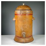 TOLE PAINTED WATER COOLER | Double walled insulated water cooler with spigot, paint decorated tin.