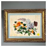 CHINESE SILK PAINTING | Botanical painting on silk showing a butterfly among flowering branches - 7 