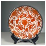 CHINESE IRON & PORCELAIN BOWL | Porcelain bowl with orange decoration of flowers and butterflies wit