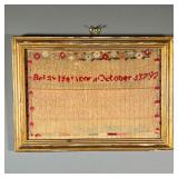 18/19TH CENTURY NEEDLEPOINT MARRIAGE RECORD | or Family Register, depicting births & marriages with 