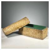 pattern with borders and colored embellishments.