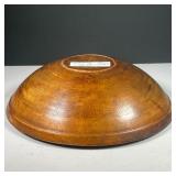 19TH C. PAINTED WOOD BOWL | Folk art primited painted turned wood and painted "dough bowl" showing a