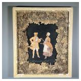 CW MERRIL ASSEMBLAGE | painted assemblage of cut paper showing a man and maid with phrase “Where are