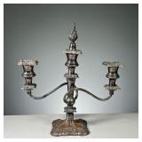 SILVER PLATED CANDLE HOLDER | Silver Plated candlestick holder with intricate flame design.