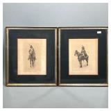 (2PC) ERNEST MEISSONIER (1815-1891) PRINTS | Cuirassier Brigadier Prints. Pair of signed cavalry pri