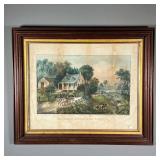 CURRIER & IVES “AMERICAN HOMESTEAD SUMMER” PRINT | 19th-century print depicting American homestead w