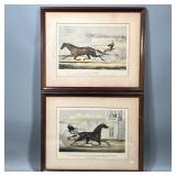 (2PC) CURRIER & IVES CHARIOT RACE HORSE PRINTS | Featuring Lady Thorn and Lucy on her prize winning 