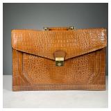 ALLIGATOR LEATHER BAG | Genuine alligator leather bag with felt liner, Amiet lock, and polished hard