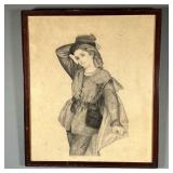 19TH CENTURY C. ALLARD PENCIL SKETCH | Pencil sketch of a woman signed “C . Allard. Feb 1848” Dimens