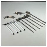 (12PC) SILVER PLATED FIGURINES & DRINK STIRRERS | Includes 2 silver plated dog figurines (one Christ