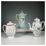 (3PC) PORCELAIN COFFEE POTS | Including an intricately decorated Japanese coffee pot with hand paint