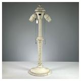 PAINTED CAST IRON LAMP | White painted cast iron table lamp having 2 bulbs and cast-iron top, no sha