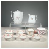 (9PC) MUSIC BOX TEAPOT ETC | Including a teapot with music box (activated when lifted), having gilt 