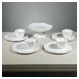 (9PC) SHELLEY ENGLISH CHINA | Includes: Compote with gilt rim, 4 small plates with indent for teacup