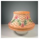 HAND PAINTED GLASS FLOWER BASKET LAMPSHADE | Hand painted basket glass lampshade with roses. Dimensi