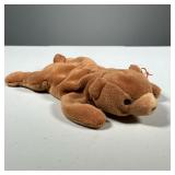 1993 "CUBBIE" TY BEANIE BABY | Brown bear Beanie Baby, style 4010 with tags; PVC pellets - l. 9 in. 