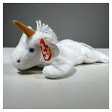 1994 "MYSTIC" TY BEANIE BABY | Unicorn Beanie Baby, style 4007 with brown horn, PVC pellets, with sw