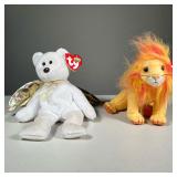 (2PC) MILLENIUM BEANIE BABIES | Including "Halo II" angel bear and "Bushy" lion both with swing tags