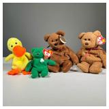(4PC) 1990S TY BEANIE BABIES | 1990s TY Beanie Babies including: Brown "Teddy" bear style 4050 with 