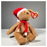 "1997 TEDDY" BEANIE BABY | Style 4200, Christmas teddy bear TY Beanie Baby, with PVC pellets.