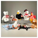 (9PC) 1996 TY BEANIE BABIES | Includes: Spinner, Snowball (Style 4201), Spike, Baldy, Peanut (style 